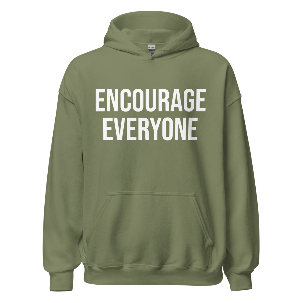ENCOURAGE EVERYONE GRAY MILITARY GREEN HOODIE