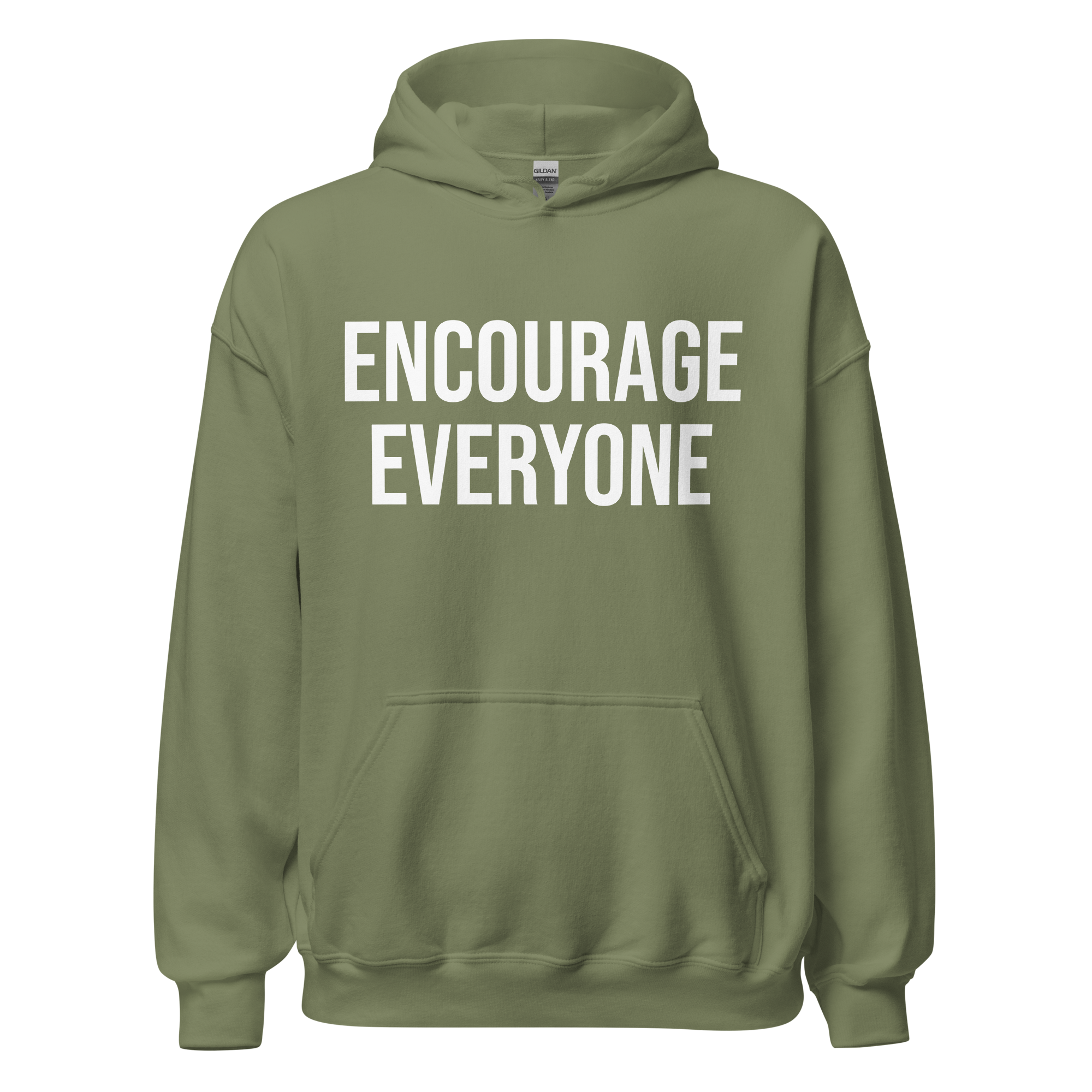 ENCOURAGE EVERYONE GRAY MILITARY GREEN HOODIE