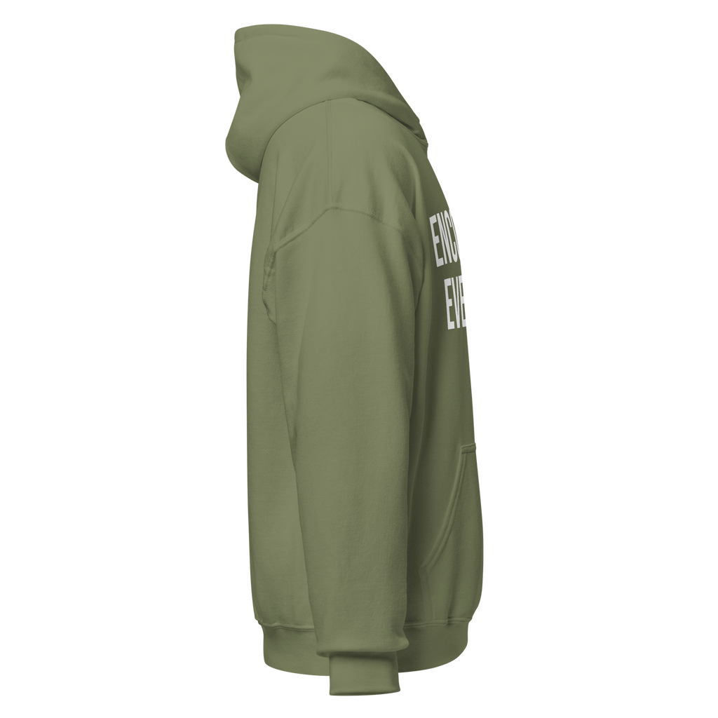 ENCOURAGE EVERYONE GRAY MILITARY GREEN HOODIE