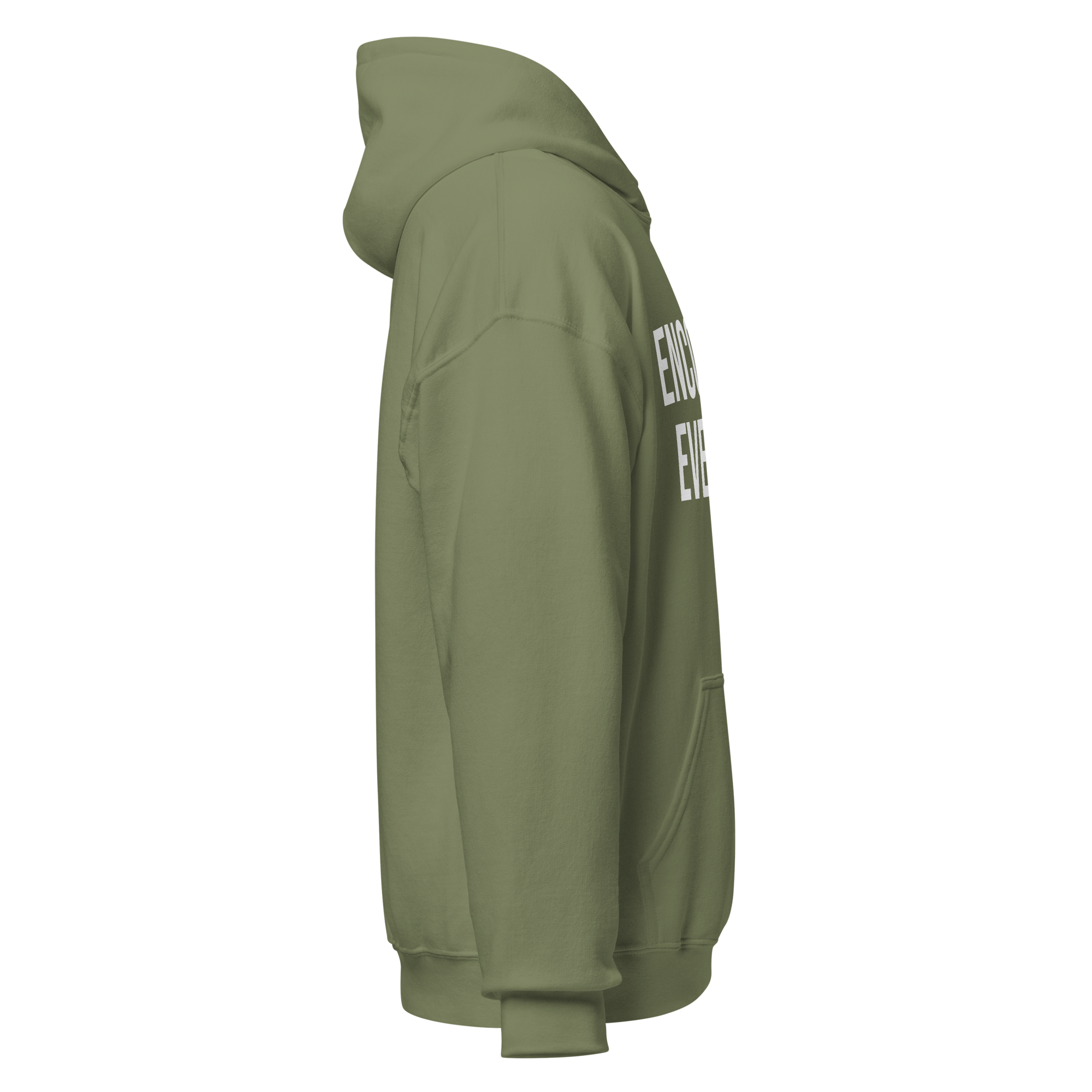 ENCOURAGE EVERYONE GRAY MILITARY GREEN HOODIE